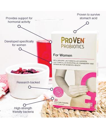 Pro-Ven Probiotics For Women 17.5 Billion CFU + Vitamin B6 Forumlated for Vaginial Flora Lactobacillus and Bifidus with Cranberry Capsules - 30 Day Supply (Packaging May Vary) - Buy Online on GoSupps.com