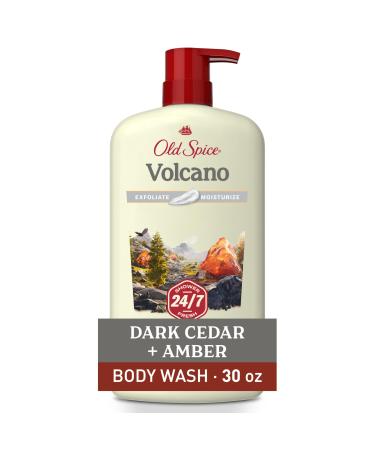 Old Spice Cleansing Body Wash for Men 24/7 Shower Fresh with Lasting Scent Exfoliate & Moisture Gentle on Skin Vitamin B3 Volcano with Dark Cedar + Amber Scent 30 oz
