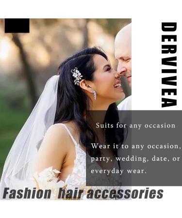 Dervivea Wedding Pearl Flower Hair Comb Silver bridal Leaf Hair Combs Headpiece Vintage Pearl Side Comb Crystal Rhinestone Hair Comb Decorative Hair Accessories for Women and Girls Headdress (Silver) - Buy Online on GoSupps.com