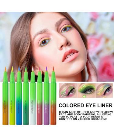 Liquid Eyeliners Neon Water Colored Pencil Colored Neon Liquid Eyeliners Pen 8x | Long Lasting Vivid Color Eye Makeup for Women - Buy Online on GoSupps.com