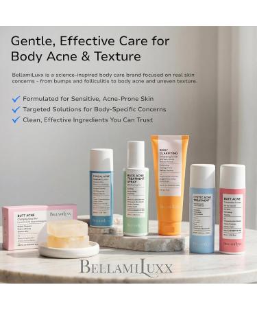 BellamiLuxx Folliculitis Acne Lotion for Body: Helps Reduce Itch Redness Body Acne Bumps & Uneven Texture with Salicylic & Glycolic Acid + Botanicals - Gentle Care for Folliculitis-Prone Skin - Buy Online on GoSupps.com