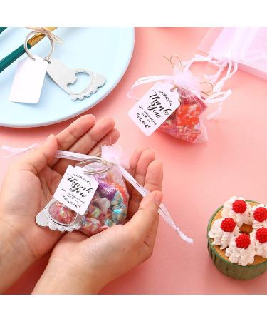 50 Pieces Baby Footprint Keychain Bottle Opener Set with Organza Bags - Baby Shower Party Favors in Silver - Buy Online on GoSupps.com