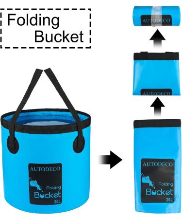 AUTODECO Collapsible Bucket 5 Gallon - Portable Wash Basin for Outdoor Activities - Blue, 20L Capacity - Buy Online on GoSupps.com