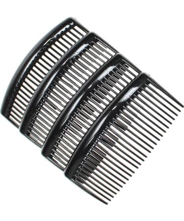4 Pack of Large 9cm Plain French Side Hair Combs Slides Grips Clips Hair Accessories for Women Girls by Glitz4Girlz (Black) - Buy Online on GoSupps.com