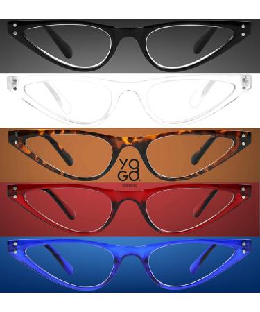 5 Pk Small Cateye Blue Light Blocking Reading Glasses for Women | Anti Glare Readers with Spring Hinge | Lightweight & Stylish | 1.0x Magnification - Buy Online on GoSupps.com