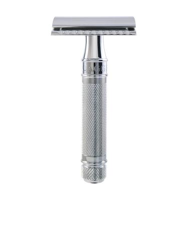Edwin Jagger Double Edge Safety Razor with Knurled Short Handle + 5 Blades - Buy Online on GoSupps.com