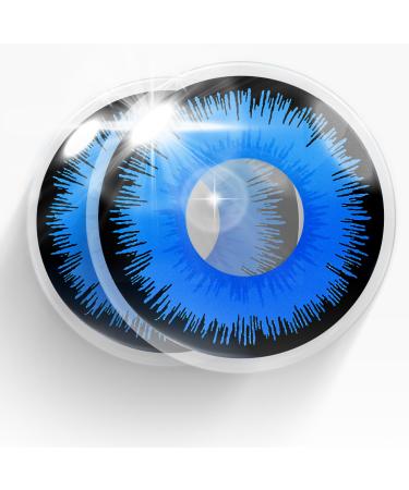 MERALENS Halloween blue colored contact lenses Blue Blue Alper 2 pieces (1 pair) without prescription contact lens colored for cosplay carnival carnival anime costume without strength