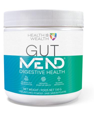 Health IS Wealth Organic GutMEND Advanced Gut Health Powder with Ginger L Glutamine Marshmallow Root - Relieves Inflammation Indigestion Nausea - 5g per Serving (150g)