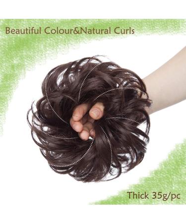 Reddish Brown Updo Ponytail Hair Extensions - Curly Wavy Scrunchies for Women | 35g Messy Hair Bun Hairpiece - Buy Online on GoSupps.com