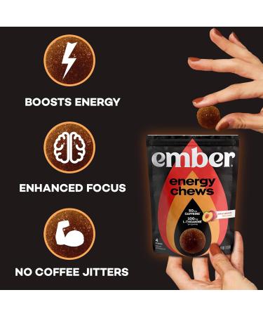 Ember Energy Chews with L Theanine - Sour Peach | 4ct - Energizing Snack for Focus & Relaxation | Buy Internationally - Buy Online on GoSupps.com