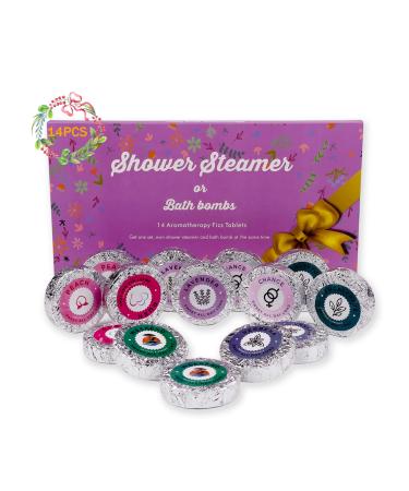 PickMora 14PCS Shower Steamers Aromatherapy with 7 Scents, Shower Bombs with Essential Oils for Relaxation, Body Restore Shower Tablets Gift Sets for Women and Men in Mother's Day, Anniversaries