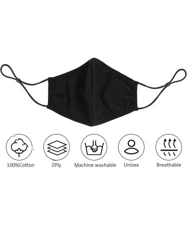 Face Masks for Women and Kids Black Cotton Washable Reusable Masks Breathable Face Covers with Adjustable Earloops - Buy Online on GoSupps.com
