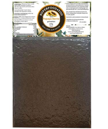 Papaya Kerne Powder 100g Guard dried at 40 - raw food quality - without additives - guaranteed pure - gluten - lactose -free papaya seeds - papain/mild sharpness