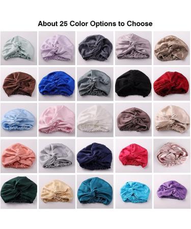 GuineQueen 22 Momme 100% Mulberry Silk Sleep Cap for Women - Natural Silk Night Bonnet in Black - Buy Online on GoSupps.com