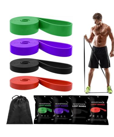 Tigayhc Pull Up Assistance Bands 4 Set of Stretch Bands -Resistance Bands Set for Men & Women Exercise Bands Workout Bands for Working Out Body Stretching Powerlifting Resistance Training Multicolour