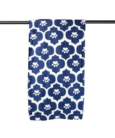 Bone Dry Moroccan Paw Print Pet Blanket 50 x 60" Blue