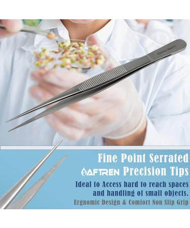 High Precision Stainless Steel Tweezers - Durable Straight Serrated Tip for Lab Use | Shop Internationally - Buy Online on GoSupps.com