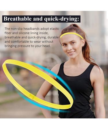 4 Pieces Thick Non-Slip Elastic Sport Headbands Hair Headbands for Women and Men (Fluorescent Yellow Fluorescent Orange Red Pine Green) - Buy Online on GoSupps.com