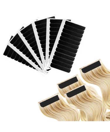simarro 144Pcs Hair Extension Tape Tabs Double Sided Adhesive Wig Tapes Tabs for Hair Extensions Replacement Tapes for Human Hair Wig Tape Waterproof Wig Tape Beauty Tools (Black)