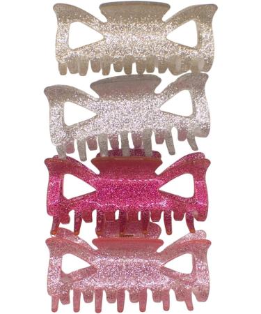 Topkids Accessories 4 Pc Medium Glitter Hair Claws Pretty Sparkly Hair Clips for Women Suitable for Thicker Hair and All Hair Types Womens Hair Clips Pretty Hair Clips 4pc Pinks - Buy Online on GoSupps.com