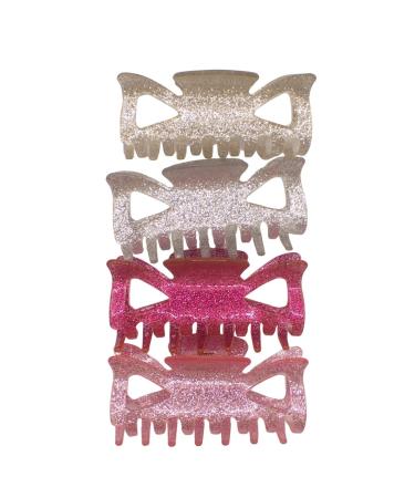 Topkids Accessories 4 Pc Medium Glitter Hair Claws Pretty Sparkly Hair Clips for Women Suitable for Thicker Hair and All Hair Types Womens Hair Clips Pretty Hair Clips 4pc Pinks