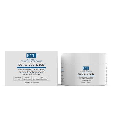 FCL Penta peel pads| Exfoliant | Removes dead cells | Reduces fine lines & wrinkles | Gentle & safe peeling pads| Improves skin texture | Shrinks open pores | Paraben Free | 25 pads