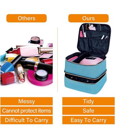 UOZL Nail polish storage bag handheld double-layer cosmetic bag storage bag with adjustable partitions for storing nail polish manicure lamps manicure tools essential oils and Travel Black Light Light Green - Buy Online on GoSupps.com