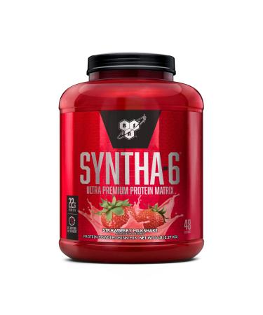 BSN SYNTHA-6 Whey Protein Powder, Strawberry Protein Powder with Micellar Casein, Milk Protein Isolate, Strawberry Milkshake, 48 Servings (Packaging May Vary) Strawberry Milkshake 48 Servings (Pack of 1)