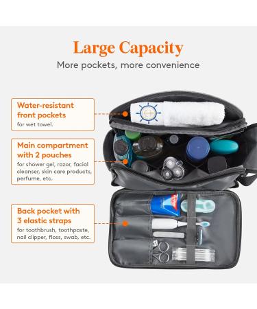 Lifewit Large Grey Men's Travel Toiletry Bag | Water-Resistant Dopp Kit with Double Zippers for Full Size Toiletries and Shaving Accessories - Buy Online on GoSupps.com