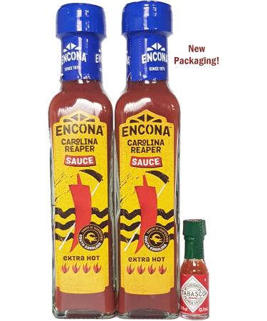 Encona Carolina Reaper Chilli Sauce (2x142ml) and Mini Tabasco (3.7ml) - Buy Online on GoSupps.com