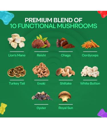 BIO VITALICA Lions Mane Mushroom Gummies - Adult Blend with 10 Mushrooms Complex for Immune Support - Mushroom Supplement (1) - Buy Online on GoSupps.com