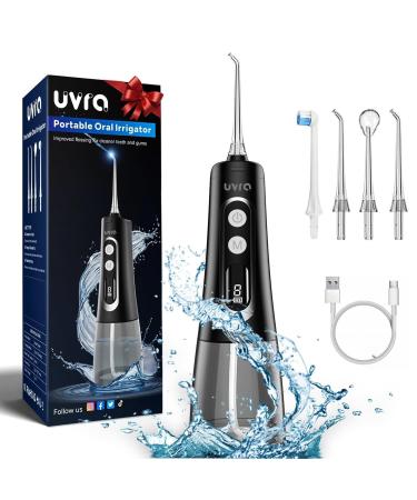 Water Dental Flosser Portable Teeth Cleaner 9 Modes 300ml Cordless Oral Irrigator Rechargeable Ipx7 Waterproofe High Pressure for Travel Home Use (Black)