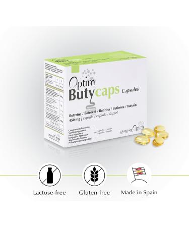 Butyric Acid - Liquid Butyrin 450mg - 60 Capsules | Transit Colon & Intestinal Flora | Dietary Supplement Source of Butyrate | Optim Butycaps Capsules - Buy Online on GoSupps.com