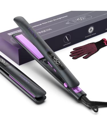 Ionic Hair Straightener Flat Iron - 2-in-1 Hair Straightener and Curler  Max 450F  13 Temp Settings for All Hairstyles Black