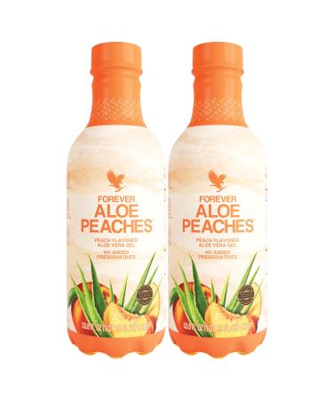 Forever Living - Aloe Peaches - Pure Aloe with Real Peach Flavor - Supports Digestion and Immunity - Vegan and Gluten-Free - 33.8 fl oz (2-Pack)