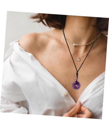 Healvian Healing Necklace with Gemstone & Safety Buckle - Unisex Circular Medallion in Violet | International Shipping - Buy Online on GoSupps.com