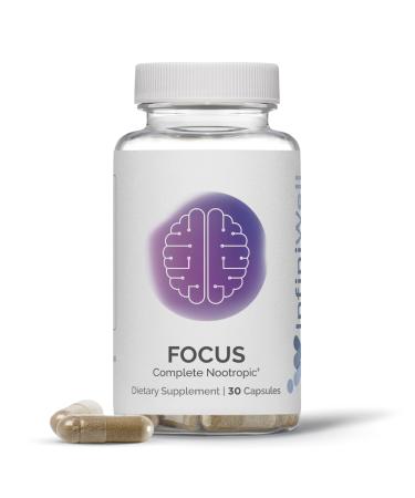 InfiniWell Focus Supplement - Breakthrough Nootropic - Aid Brain Health & Working Memory Support - Optimize Daily Neurological Processing Mental Acuity Energy & Cognitive Function (30 Capsules)
