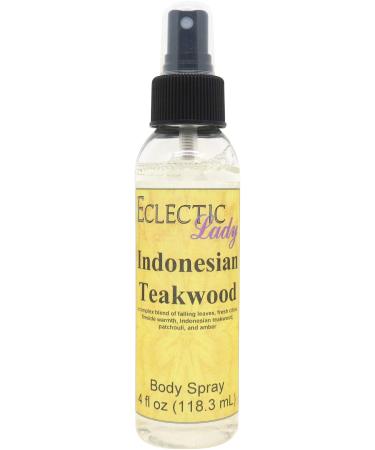 Indonesian Teakwood Body Spray 4 ounces Body Mist for Women with Clean Light & Gentle Fragrance Long Lasting Perfume with Comforting Scent for Men & Women Cologne with Soft Subtle Aroma For 4 Fluid Ounces