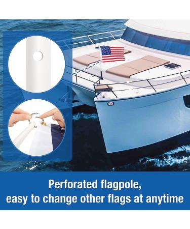 Affordura Boat American Flag & Pole Set | 16x24 Flag w/ Mount for Round & Square Rails | Includes 2 Clips | Blue - Buy Online on GoSupps.com
