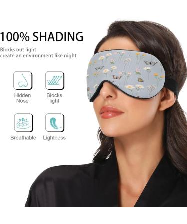 WELLDAY Butterfly and Wildflowers Sleep Mask - Soft Comfort Eye Shade Cover for Men and Women - Adjustable Strap for Complete Blockout Light - Buy Online on GoSupps.com