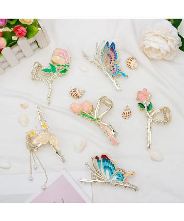 WHAVEL 6 Pcs Butterfly Flower Claw Clip Cute & Strong Metal Hair Clips for Women - Buy Online on GoSupps.com