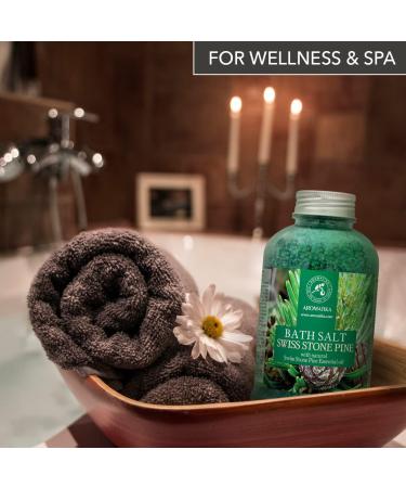 Pine Bath Salt with Natural Swiss Stone Pine Essential Oil - 21.16 Oz - Coniferous Salts for Relaxing Bath, Good Sleep, and Beauty - Aromatherapy Sea Salts for Body Care - Buy Online on GoSupps.com