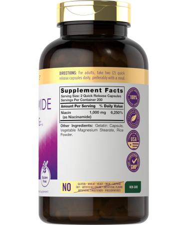 Carlyle Niacinamide Vitamin B3 1000mg - 400 Capsules | High Potency Non-GMO Gluten Free Supplement - Buy Online on GoSupps.com