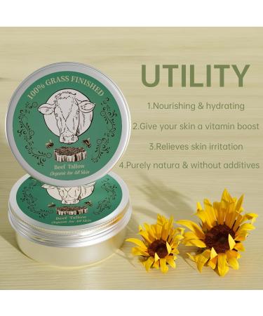 Organic Grass Fed Beef Tallow Balm for Skin & Face Moisturizer - All Purpose Natural Lotion (2.5oz - Buy Online on GoSupps.com