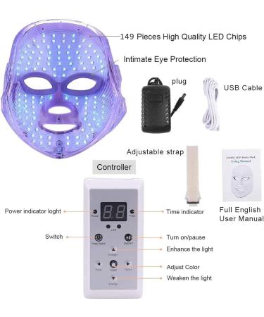 Face Beauty Light Therapy Mask longziming 7 Color 149 Leds Photon Face Mask Phototherapy with Remote control Facial Skin Care Anti Aging Skin Tightening Wrinkles Toning Mask Home Light Therapy - Buy Online on GoSupps.com