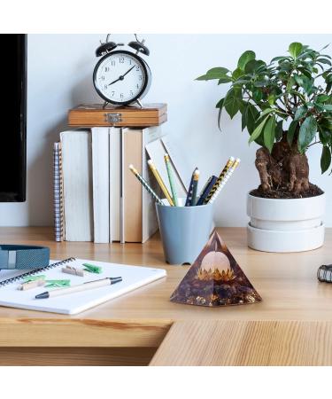 Inspirational Flower of Life Rose Quartz Amethyst Orgone Pyramid | Reiki Charged Energy Generator for Protection & Meditation | Purple Orgonite Pyramid - Buy Online on GoSupps.com