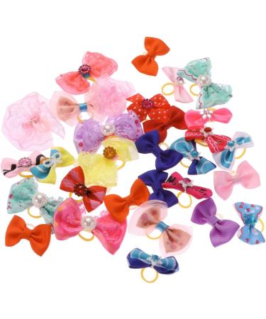 60pcs Multicolor Elastic Hair Bands Pets Bowknot Headdress Cats Dogs Random Patterns Pet Grooming Accessories - Buy Online on GoSupps.com