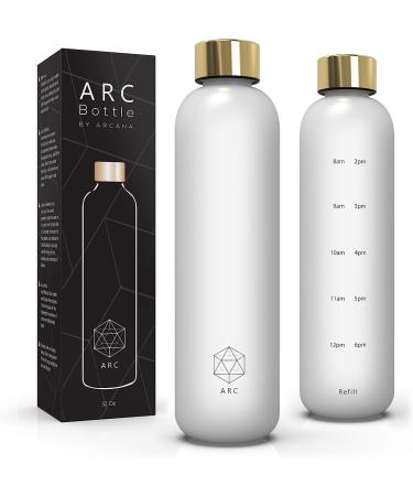 ARCANA 32oz Clear Water Bottle with Time Marker - BPA Free, Motivational Hydration Tracker for Gym, Sports, Outdoors - Buy Online on GoSupps.com