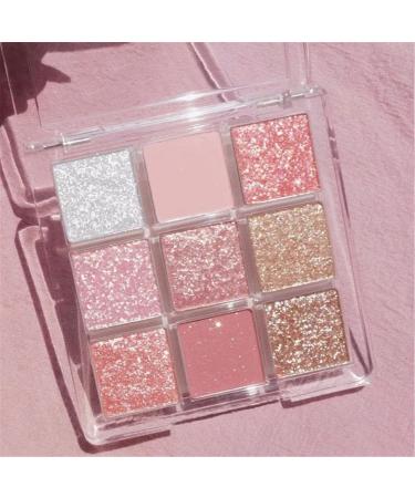 Kayswang 9 colors glitter eyeshadow palette makeup palette matte high pigment color cream texture natural eye shadow powder eye shadow palette in autumn and winter long lasting & waterproof (pink grey)