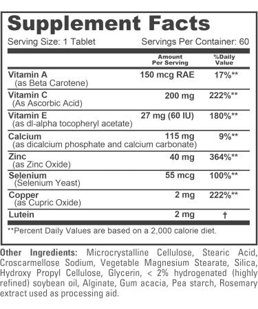 NusaPure Vision Support Nutrients with Vitamin A C E Calcium Zinc Selenium Copper Lutein 60 Tablets Non-GMO Dietary Supplement - Buy Online on GoSupps.com